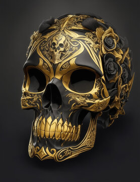 A photo of a very beautiful black Skull mask Generative AI