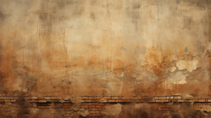 Old weathered crusty wall background in brown tones