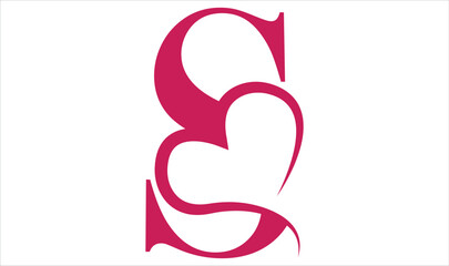 Obraz premium Vector Vintage floral monogram letter S. Calligraphy element heart logo Valentine card flourish frame. Hand drawn Love sign for page decoration and design illustration.