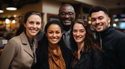 Business colleagues smiling together in a pub