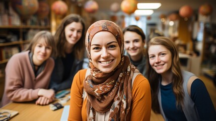 Obraz premium Women classroom smiling with other students