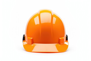 Orange color safety helmet, isolated white background