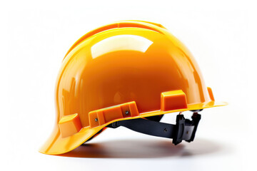 Orange color worker helmet, isolated white background