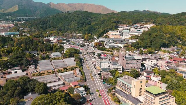 Drone Shot of Hot Springs in Beppu, Japan