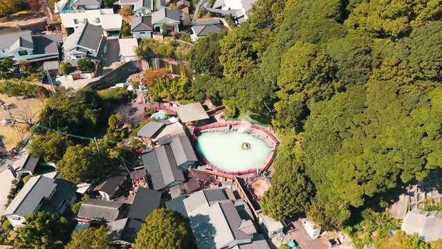 Drone Shot of Hot Springs in Beppu, Japan