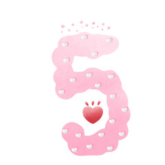 Pink png number with heart