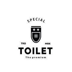 Toilet silhouette hipster logo bowl sanitaryware vector bathroom. Bidet toilet line icon interior top view
