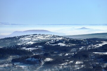 vue hivernale depuis la chaîne de puys, Auvergne