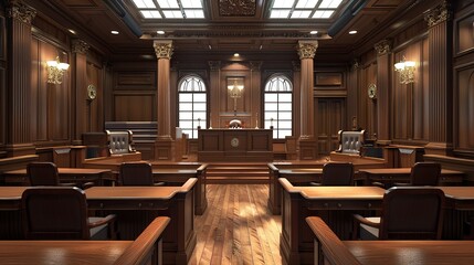 Fototapeta na wymiar Interior of a courtroom