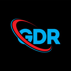 GDR logo. GDR letter. GDR letter logo design. Initials GDR logo linked with circle and uppercase monogram logo. GDR typography for technology, business and real estate brand.