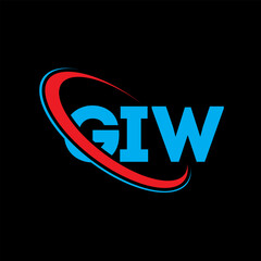 Fototapeta na wymiar GIW logo. GIW letter. GIW letter logo design. Initials GIW logo linked with circle and uppercase monogram logo. GIW typography for technology, business and real estate brand.