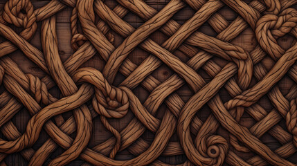 Patterned brown knotted rope texture background