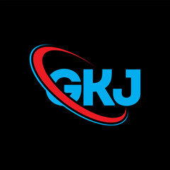 GKJ logo. GKJ letter. GKJ letter logo design. Initials GKJ logo linked with circle and uppercase monogram logo. GKJ typography for technology, business and real estate brand.