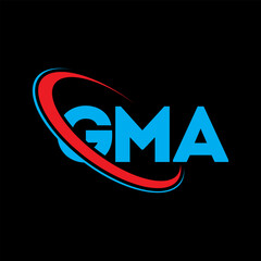 Fototapeta na wymiar GMA logo. GMA letter. GMA letter logo design. Initials GMA logo linked with circle and uppercase monogram logo. GMA typography for technology, business and real estate brand.