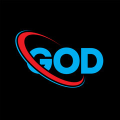 GOD logo. GOD letter. GOD letter logo design. Initials GOD logo linked with circle and uppercase monogram logo. GOD typography for technology, business and real estate brand.