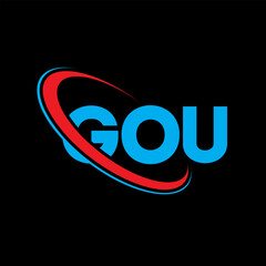 GOU logo. GOU letter. GOU letter logo design. Initials GOU logo linked with circle and uppercase monogram logo. GOU typography for technology, business and real estate brand.