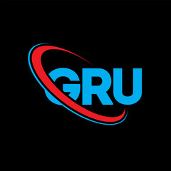 Fototapeta na wymiar GRU logo. GRU letter. GRU letter logo design. Initials GRU logo linked with circle and uppercase monogram logo. GRU typography for technology, business and real estate brand.