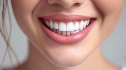 Perfect healthy teeth smile of young woman.