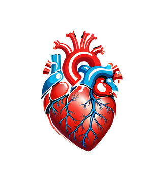 Human heart anatomy. Organs symbol. Vector illustration in cartoon style isolated on white background