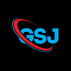 GSJ logo. GSJ letter. GSJ letter logo design. Initials GSJ logo linked with circle and uppercase monogram logo. GSJ typography for technology, business and real estate brand.