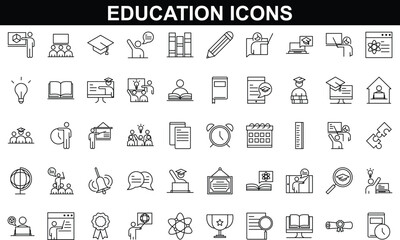 Back to school icon set different vector icons related with education, success, academic subjects and more. Editable stroke for your own needs