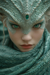 Gorgeous humanized dragon, fantasy character