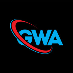 GWA logo. GWA letter. GWA letter logo design. Initials GWA logo linked with circle and uppercase monogram logo. GWA typography for technology, business and real estate brand.