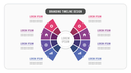 eight step infographic template with butterfly theme