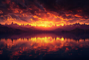 sunset on the lake