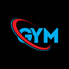 GYM logo. GYM letter. GYM letter logo design. Initials GYM logo linked with circle and uppercase monogram logo. GYM typography for technology, business and real estate brand.