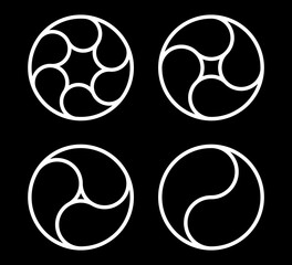 Abstract minimal designs isolated on black background. Logotype designs. Vector illustration.