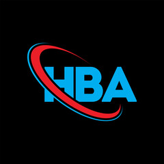 HBA logo. HBA letter. HBA letter logo design. Intitials HBA logo linked with circle and uppercase monogram logo. HBA typography for technology, business and real estate brand.