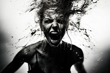 Photo of angry woman abstract