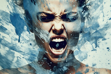 Photo of angry woman minimal - obrazy, fototapety, plakaty
