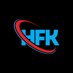 HFK logo. HFK letter. HFK letter logo design. Initials HFK logo linked with circle and uppercase monogram logo. HFK typography for technology, business and real estate brand.
