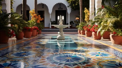 Obraz premium moroccan tiles garden, 16:9