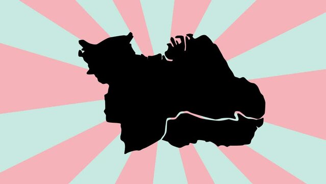 Animated map of the city of Surabaya in Indonesia with a rotating background
