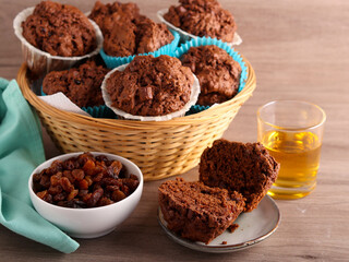 Rum raisin chocolate muffins