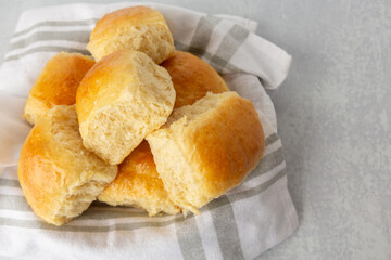 Bread Bowl Full of Homemade Sour Dough Rolls