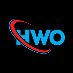 HWO logo. HWO letter. HWO letter logo design. Initials HWO logo linked with circle and uppercase monogram logo. HWO typography for technology, business and real estate brand.