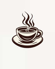 Obraz premium Brown cup of coffee on the white background, illustration (generated using Artificial Intelligence).
