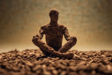 Photo of coffee beans and people explaining caffeine addiction