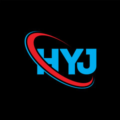 Fototapeta na wymiar HYJ logo. HYJ letter. HYJ letter logo design. Initials HYJ logo linked with circle and uppercase monogram logo. HYJ typography for technology, business and real estate brand.