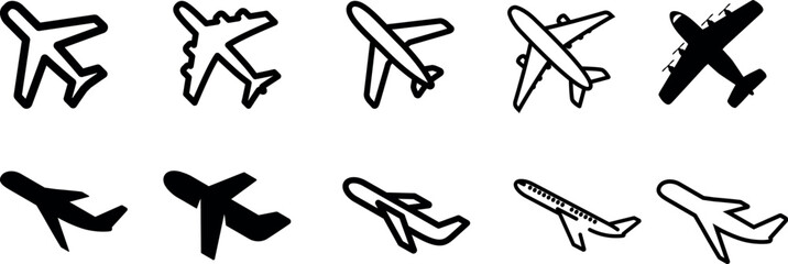 Plane icon set. Airplane icon vector. Flight transport symbol. Travel illustration. Holiday symbol