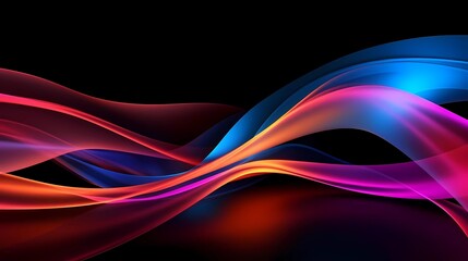 abstract dynamic neon multicolor energy flow wave curve lines against a sleek black background