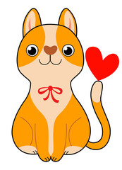  Cute red cat with red heart. Valentine's Day Sticker