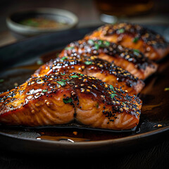 Maple-Bourbon Glazed Salmon
