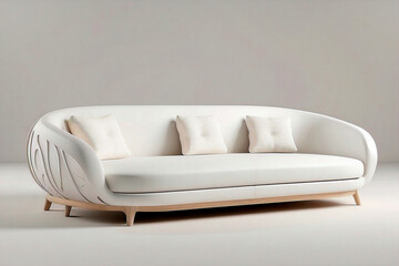 Conceptual architecture inspired furniture model in white materials and studio photography