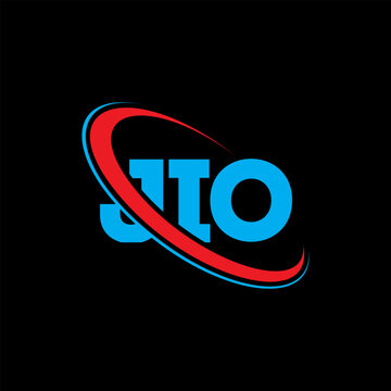 JIO logo. JIO letter. JIO letter logo design. Initials JIO logo linked with circle and uppercase monogram logo. JIO typography for technology, business and real estate brand.