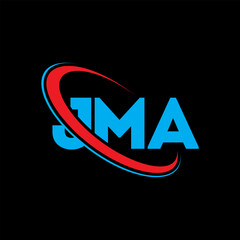 JMA logo. JMA letter. JMA letter logo design. Initials JMA logo linked with circle and uppercase monogram logo. JMA typography for technology, business and real estate brand.
